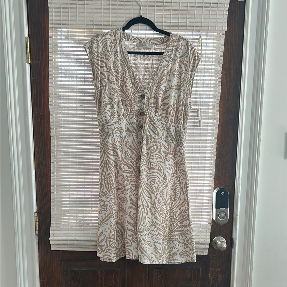 LOFT Cream V-Neck Sleeveless Mini Sundress